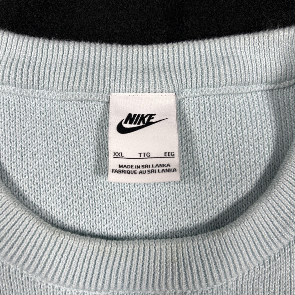 Nike Life Knit Sweater Mens XXL Light Blue Ice Textured Crewneck DQ5176-412 - Picture 6 of 10